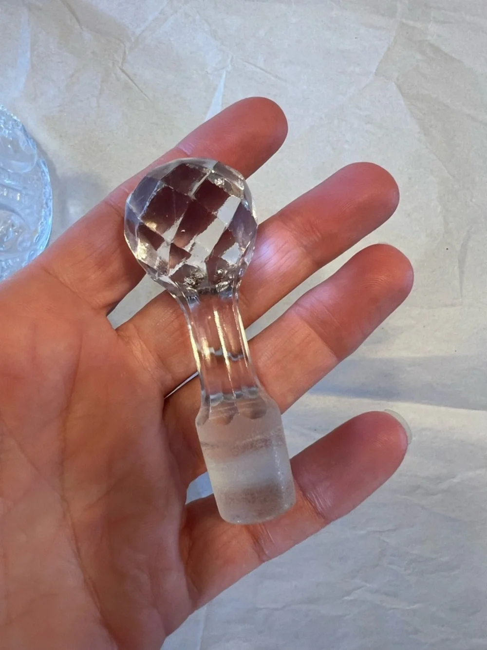 Cut Glass Cruet with Stopper - Clear Glass